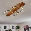 LED Deckenleuchte Pompu mit überlappenden Ringen, dunkle Holzplatte, 3000K warmweiß