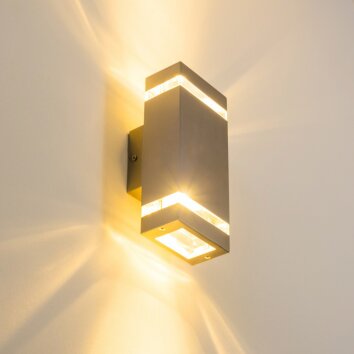 Lutec Lampen Außenwandleuchte Edelstahlfarben, 2-flammig