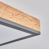 Flache längliche LED-Deckenleuchte Salmi, dimmbar per Fernbedienung, in Holzoptik