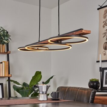 LED Esstisch-Pendelleuchte Pompu, 3 Ringe, 3000K warmweiß, Länge 101 cm