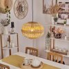Boho Style Hängeleuchte Egede mit kugelförmigem Bambusschirm und sichtbarer E27-Fassung