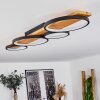 LED Ring-Deckenleuchte Rodekro mit Holzbalken und weißen LED-Flächen, 3000K warmweiß