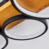 LED Ring-Deckenleuchte Rodekro mit Holzbalken und weißen LED-Flächen, 3000K warmweiß