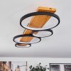 LED Ring-Deckenleuchte Rodekro mit Holzbalken und weißen LED-Flächen, 3000K warmweiß