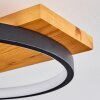 LED Ring-Deckenleuchte Rodekro mit Holzbalken und weißen LED-Flächen, 3000K warmweiß