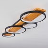 LED Ring-Deckenleuchte Rodekro mit Holzbalken und weißen LED-Flächen, 3000K warmweiß