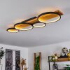 LED Ring-Deckenleuchte Rodekro mit Holzbalken und weißen LED-Flächen, 3000K warmweiß