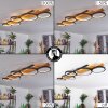 LED Deckenleuchte Rodekro mit ringförmigen Leuchtkörpern, Holz in Naturfarben