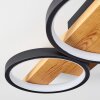 LED Deckenleuchte Rodekro mit ringförmigen Leuchtkörpern, Holz in Naturfarben