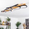 LED Deckenleuchte Rodekro mit ringförmigen Leuchtkörpern, Holz in Naturfarben