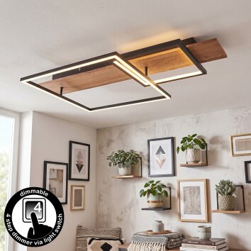 Pompu Deckenleuchte LED Naturfarben, Schwarz, 1-flammig