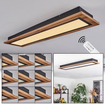 LED-Panel Salmi mit Holzoptik-Rahmen, dimmbar per Fernbedienung, 3000K warmweiß