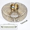 Retro-Käfig-Deckenleuchte Wemude mit rundem Metallschirm in Messing, offene E27-Fassung