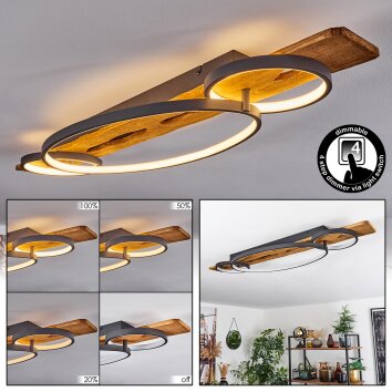 LED Deckenleuchte Nevogilde, naturfarbene Holzleiste mit LED-Elementen, 3000K warmweiß