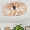 Skandinavische Deckenleuchte Wemude mit Käfigschirm in Beige, sichtbare E27-Fassung