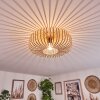 Skandinavische Deckenleuchte Wemude mit Käfigschirm in Beige, sichtbare E27-Fassung