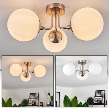 Moderne Kugel-Deckenleuchte Cabalonga mit 3 runden Glasschirmen ø 15 cm in Weiß