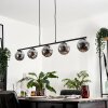 Hängeleuchte Gastor mit Leuchtenbalken und 5 rauchfarbenen Glasschirmen ø 15 cm