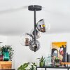 Cluster-Deckenleuchte Chehalis mit 4 Glasschirmen in Chrom, Klar und Rauchfarben