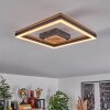 Moderne LED quadratische Rahmen-Deckenleuchte Cascada mit Holzoptik, 3000 Kelvin warmweiß