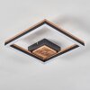 Moderne LED quadratische Rahmen-Deckenleuchte Cascada mit Holzoptik, 3000 Kelvin warmweiß