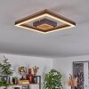 Moderne LED quadratische Rahmen-Deckenleuchte Cascada mit Holzoptik, 3000 Kelvin warmweiß