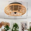 Deckenventilator mit Beleuchtung Mulstrand, runde naturfarbene Bambus-Lamellenabdeckung
