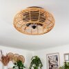 Deckenventilator mit Beleuchtung Mulstrand, runde naturfarbene Bambus-Lamellenabdeckung