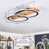 Pompu moderne LED Ring-Deckenleuchte mit 2 Ringen aus Holz und Metall 3000 K