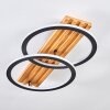 Pompu moderne LED Ring-Deckenleuchte mit 2 Ringen aus Holz und Metall 3000 K