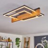 Moderne LED Deckenleuchte Pompu mit Holzbalken in Naturfarben, 3000 Kelvin warmweiß