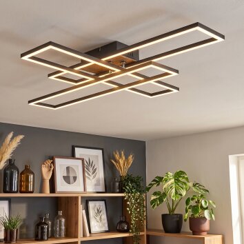 Macos Deckenleuchte LED Braun, Holzoptik, Schwarz, 1-flammig