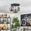 Industrial-Cluster-Deckenleuchte Zernez mit 3 rauchfarbenen Glasschirmen