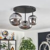 Industrial-Cluster-Deckenleuchte Zernez mit 3 rauchfarbenen Glasschirmen
