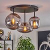 Industrial-Cluster-Deckenleuchte Zernez mit 3 rauchfarbenen Glasschirmen