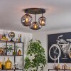 Industrial-Cluster-Deckenleuchte Zernez mit 3 rauchfarbenen Glasschirmen