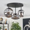 Industrial-Cluster-Deckenleuchte Zernez mit 3 rauchfarbenen Glasschirmen
