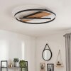 LED Deckenleuchte Hadel, Rahmen mit zentralem Element in Holzoptik, 3000 Kelvin warmweiß