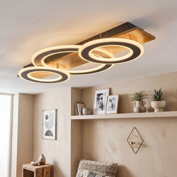 Besperia Deckenleuchte LED Holzoptik, Schwarz, 1-flammig