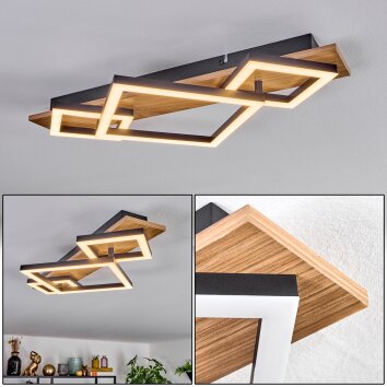 Flache LED Deckenleuchte Cabanas mit rechteckigen Leuchtrahmen, 3000K warmweiß