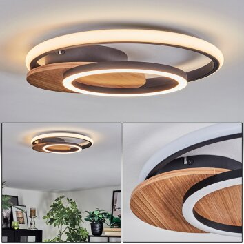 Rapoila Deckenleuchte LED Holzoptik, Schwarz, 1-flammig