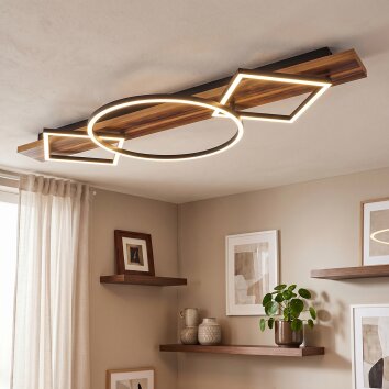 Pompu Deckenleuchte LED Holz dunkel, Schwarz, 1-flammig
