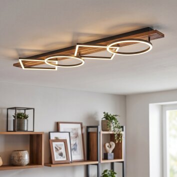 Pompu Deckenleuchte LED Holz dunkel, Schwarz, 1-flammig