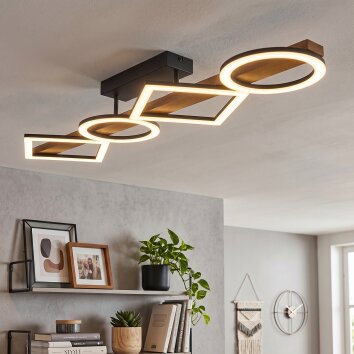 Tavon Deckenleuchte LED Holz dunkel, Schwarz, 1-flammig