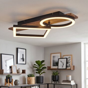 Cascada Deckenleuchte LED Braun, Holzoptik, Schwarz, 1-flammig