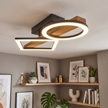 Tavon Deckenleuchte LED Holz dunkel, Schwarz, 1-flammig