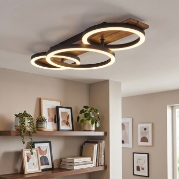 Cascada Deckenleuchte LED Braun, Holzoptik, Schwarz, 1-flammig