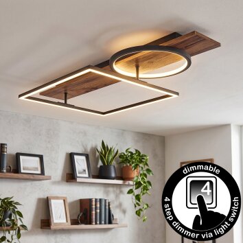 Pompu Deckenleuchte LED Braun, Holzoptik, Schwarz, 1-flammig