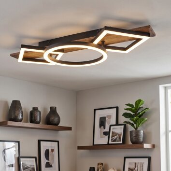 Cascada Deckenleuchte LED Braun, Holzoptik, Schwarz, 1-flammig