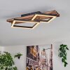 LED Deckenleuchte Ellekilde, eckiger Rahmen, Holzoptik-Lamellenplatte, 3000 Kelvin warmweiß